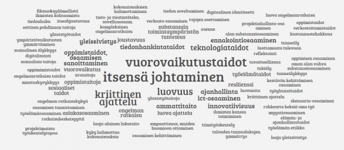 Jyväskylän ammattikorkeakoulun henkilöstö nosti esille erityisesti vuorovaikutustaidot, itsensä johtamisen, kriittisen ajattelun ja luovuuden.