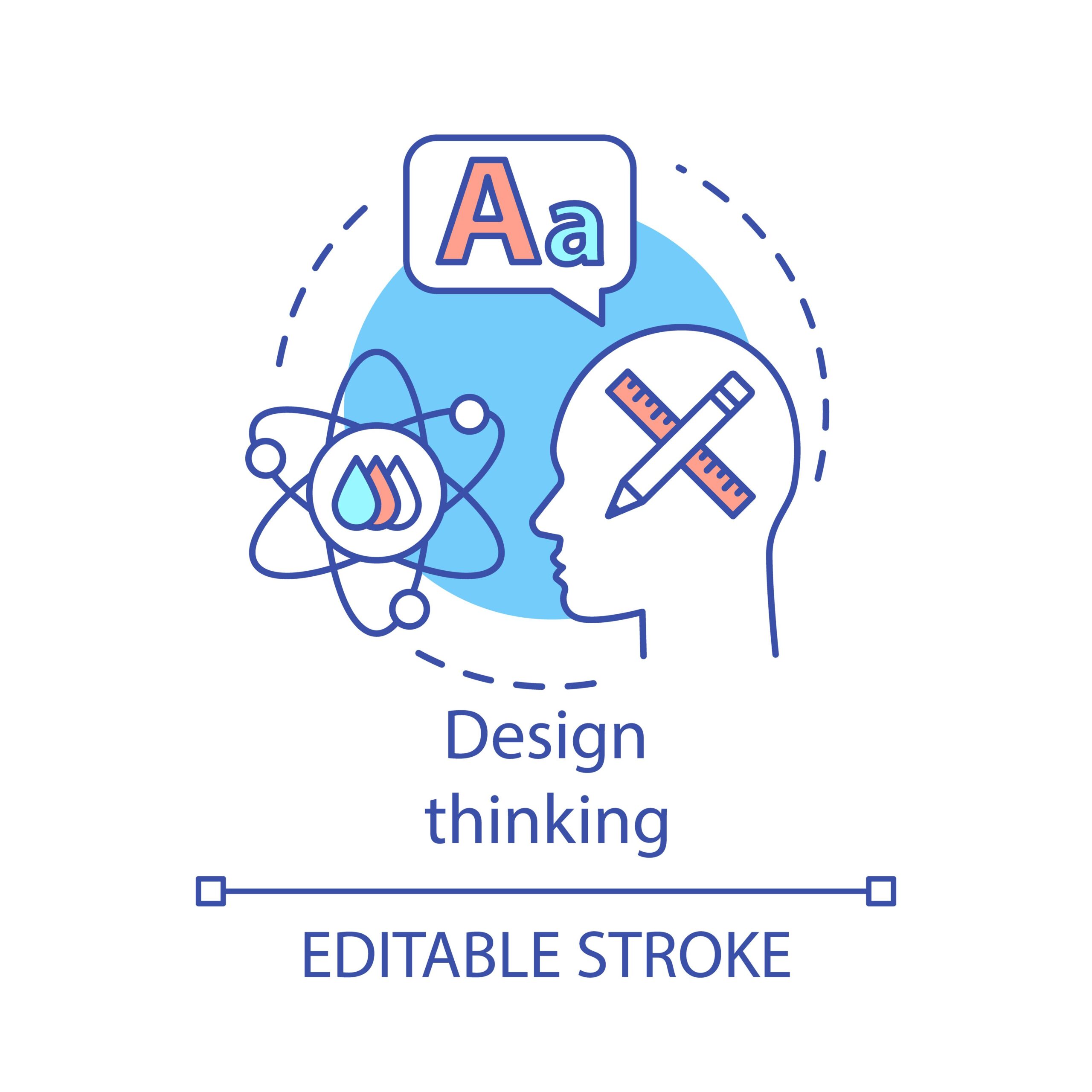 This featured image visualizes the challenges of the design thinking process.